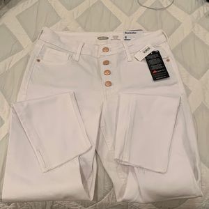 Old Navy rockstar super skinny high rise button front white jeans